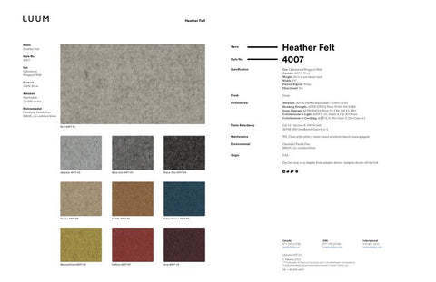 HEATHER FELT SAMPLE CARD