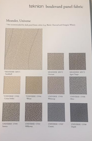 BOULEVARD-MEANDER UNIVERSE SAMPLE CARD