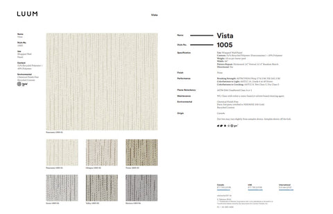 VISTA SAMPLE CARD