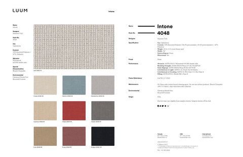 INTONE SAMPLE CARD
